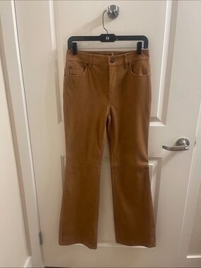 Mango Suede Leather Pant in Cognac
